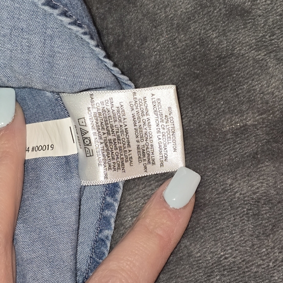 Express Light Blue Ruffle Sleeve Blouse - Picture 6 of 7